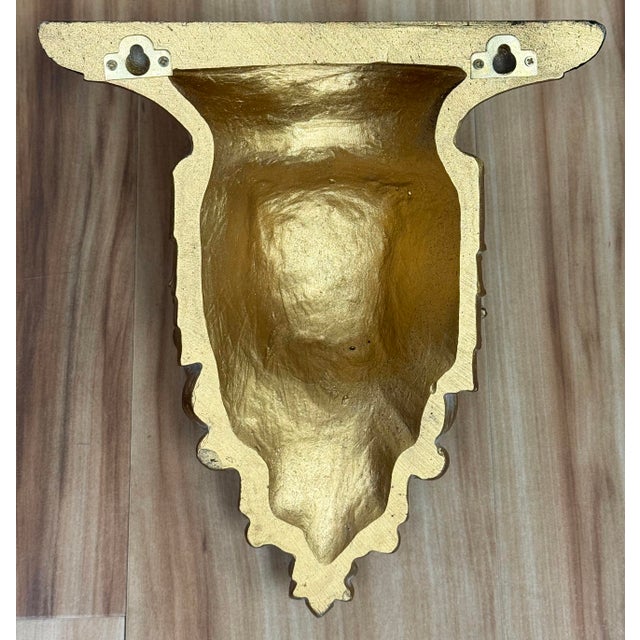 Wood Vintage Gilded Lion Bust Wall Shelf For Sale - Image 7 of 7