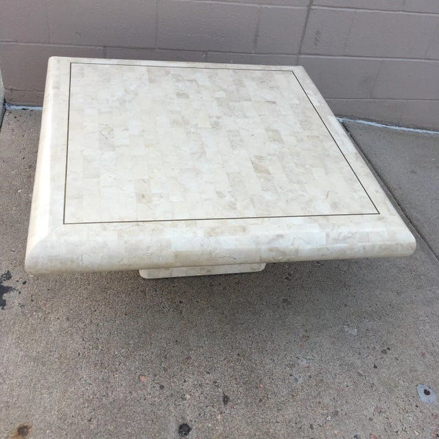 1990s Maitland - Smith Pedestal Base Coffee Table in Tessellated Stone Manner of Karl Springer For Sale - Image 5 of 13