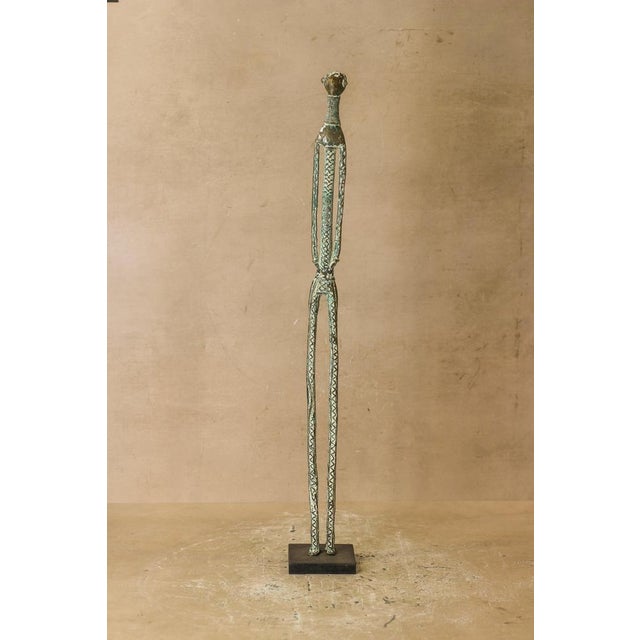 Metal Vintage Benin Bronze Sculpture For Sale - Image 7 of 10