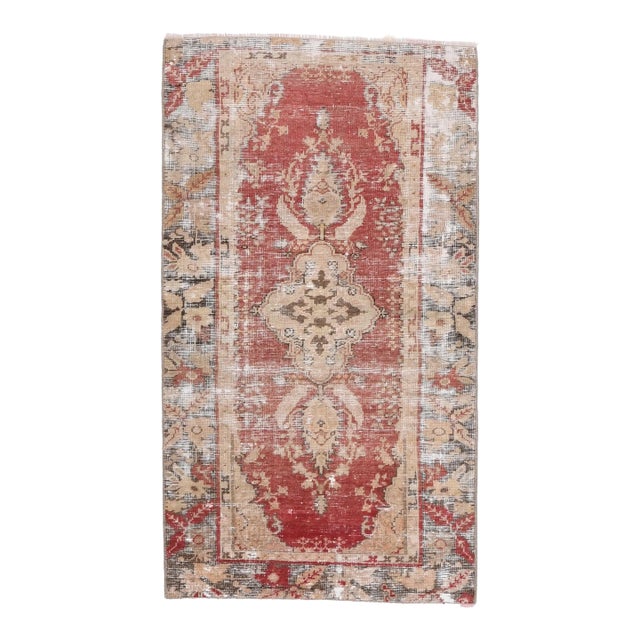1970s Vintage Handmade Wool Cotton Red Area Rug For Sale