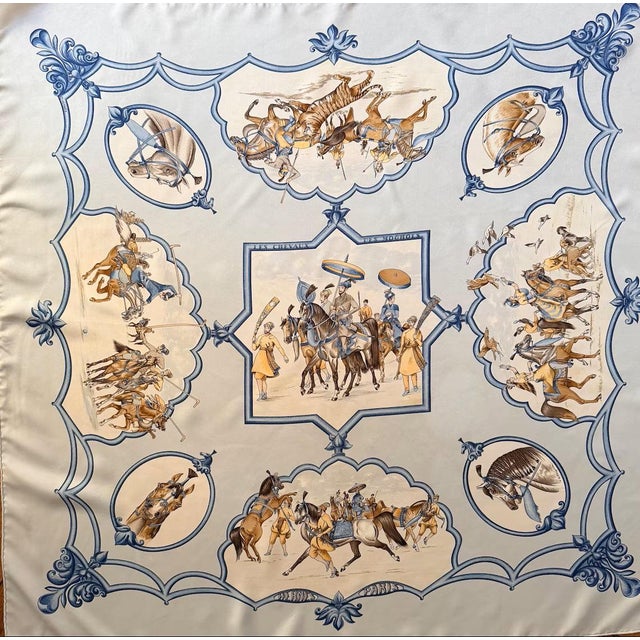 HERMÈS CHEVAUX des MOGHOLS Silk Scarf designed by Jean de Fougerolles 1993 For Sale