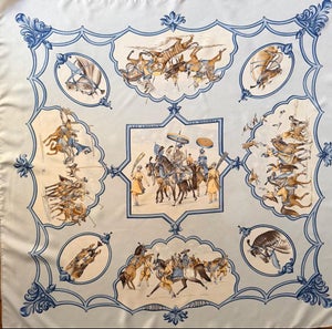 HERMÈS CHEVAUX des MOGHOLS Silk Scarf designed by Jean de Fougerolles 1993