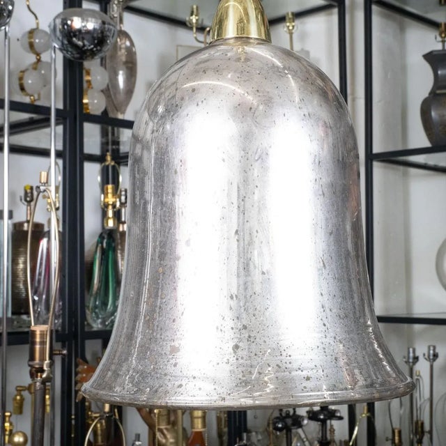Bell-Shaped Mercury Glass Pendant For Sale - Image 4 of 10