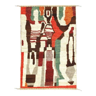 Multi Color Fine Hand Knotted Moroccan Rug For Sale