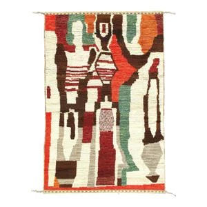 Multi Color Fine Hand Knotted Moroccan Rug