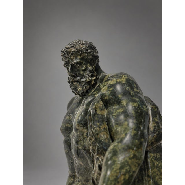 Dark Green Italian Grand Tour Neoclassical Verde Antico Marble Farnese Hercules, 19th C. For Sale - Image 8 of 16