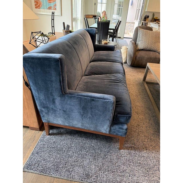 Navy Velvet Sofa by Mitchell Gold For Sale In Nashville - Image 6 of 9