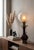 1950s Amber-Brown Glass and Brass Table Lamp with Etched Glass Globe, 1950s For Sale - Image 5 of 18