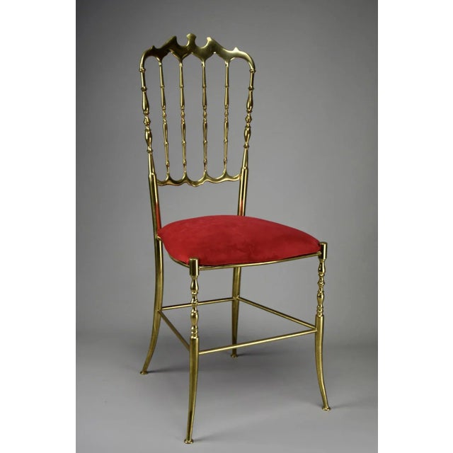 Brass and Red Velvet Chiavari Chair, 1950 For Sale - Image 13 of 13