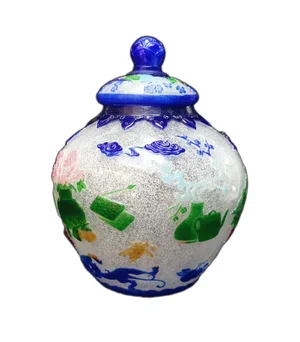Chinese Icy White Peking Glass Vase Jar