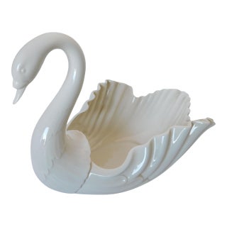 Vintage Lenox Cream Porcelain Swan Centerpiece, Serving Bowl For Sale