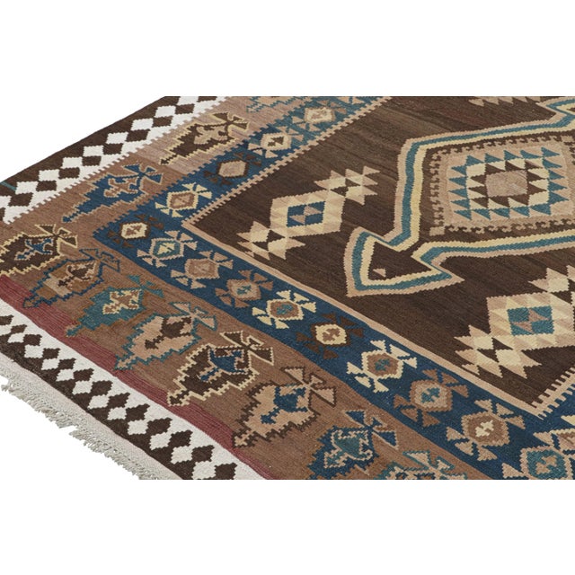 Vintage Persian Tribal Kilim With Brown and Blue Medallions by Rug & Kilim For Sale In New York - Image 6 of 7