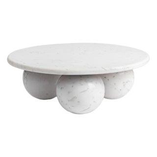Modern White Marble Sphere Base Coffee Table For Sale