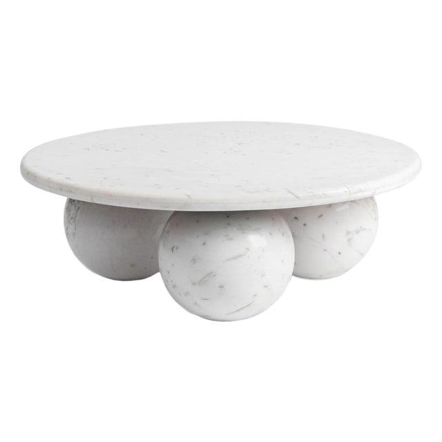 Modern White Marble Sphere Base Coffee Table For Sale