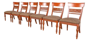 Ethan Allen British Colonial Solid Cherry Wood Dining Chairs, Set of Six