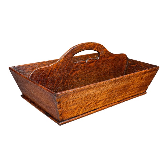 Antique Ladies Country Kitchen Work Box, English, Oak, Garden Trug, Victorian For Sale