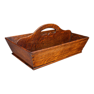 Antique Ladies Country Kitchen Work Box, English, Oak, Garden Trug, Victorian