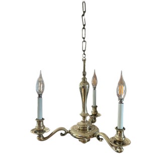Antique Williamson Solid Brass Colonial Georgian Style Chandelier For Sale