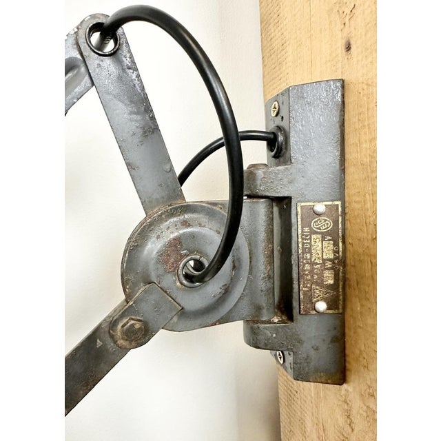 1960s Industrial Scissor Wall Lamp in Grey from Elektroinstala, 1960s For Sale - Image 5 of 15