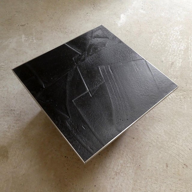 Black Chrome-Plated Metal and Black Resin Coffee Table, 1970 For Sale - Image 8 of 8