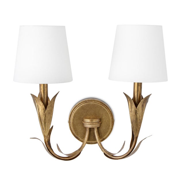 With a botanical influence and a beautiful antique gold leaf finish, the River Reed Double Sconce is the ideal fixture for...