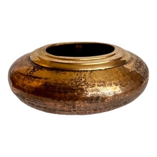 Late 20th Century Art Deco Oval Brass Hammered Vase For Sale