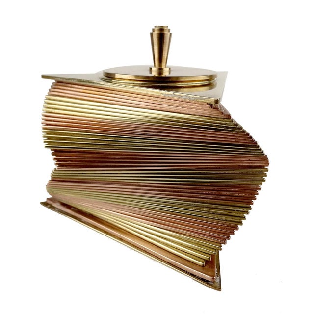 Metal Art Deco Geometric Box in Copper and Brass, 1930s For Sale - Image 7 of 11