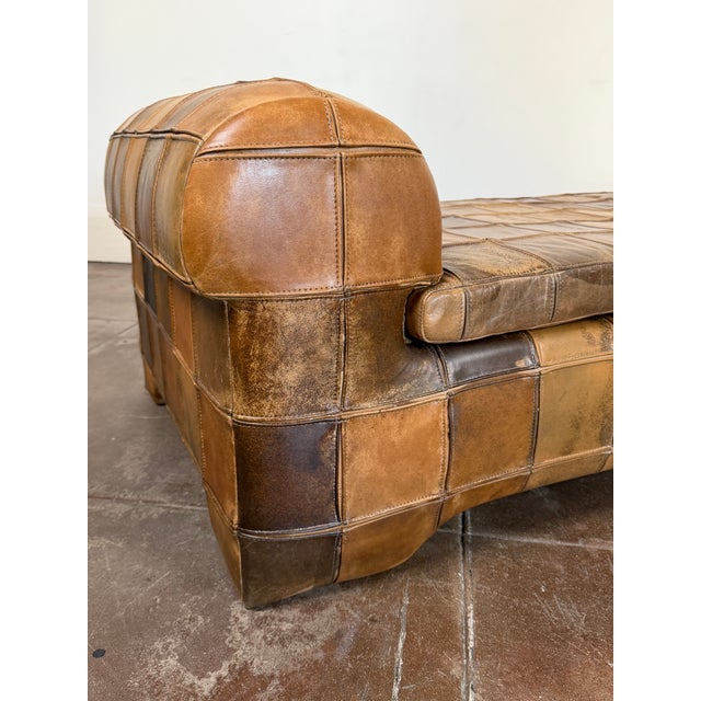 Vintage 1970s Patchwork Leather Daybed Sofa For Sale In Los Angeles - Image 6 of 15