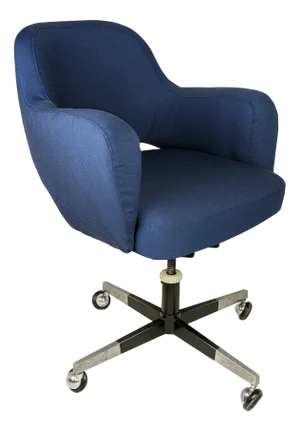 Italian Blue Fabric and Metal Swivel Desk Chair, 1960s-1970s