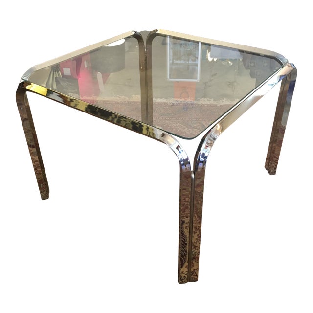 1970s Chrome and Glass Cocktail Table For Sale