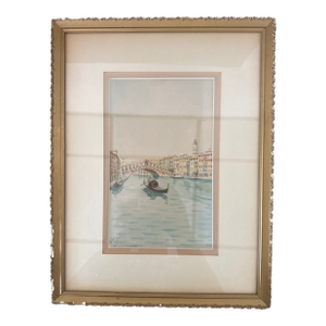 1980s Watercolor of Venice, Italy, Framed