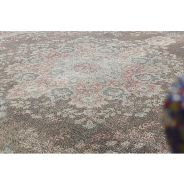 Textile 1970s Vintage Persian Handmade Wool Cotton Brown Area Rug For Sale - Image 7 of 11