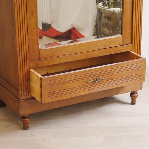 Wood Antique Louis XVI Style Oak Mirrored Cabinet, 1900s For Sale - Image 7 of 13