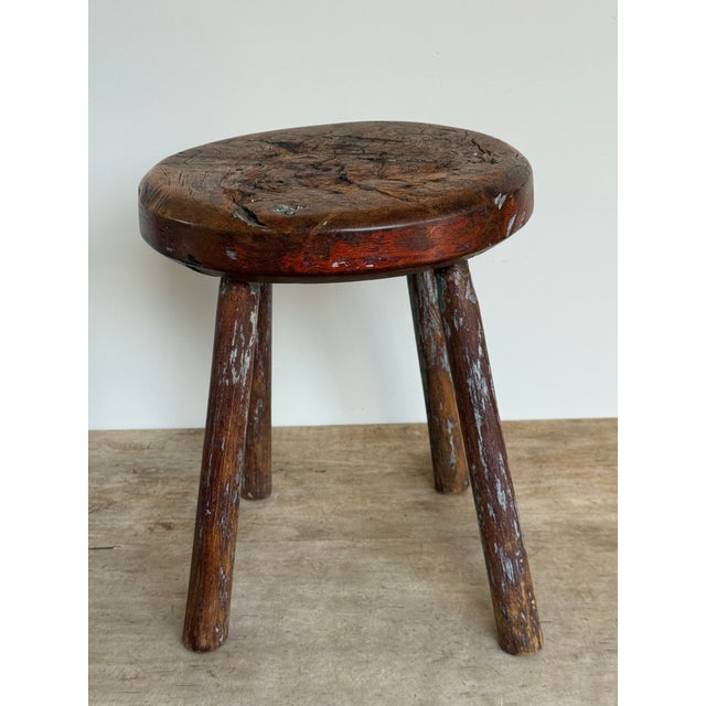 Early 20th Century Early 20th C Primitive Round Stool For Sale - Image 5 of 10