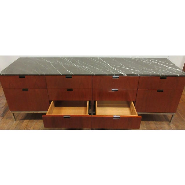 Mid-Century Modern Florence Knoll Credenza in Walnut With Marble Top For Sale - Image 3 of 11