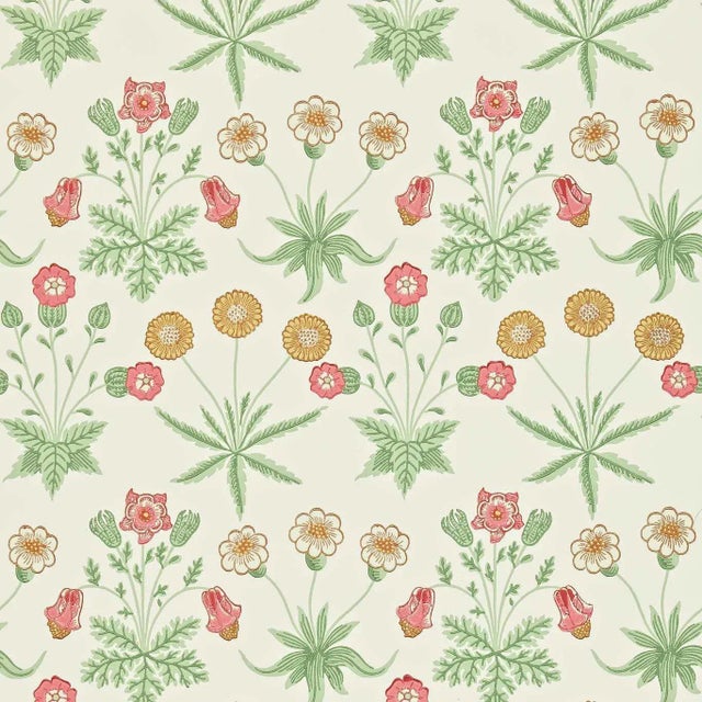 Morris & Co Daisy Wallpaper in Willow/Pink - a Sample For Sale