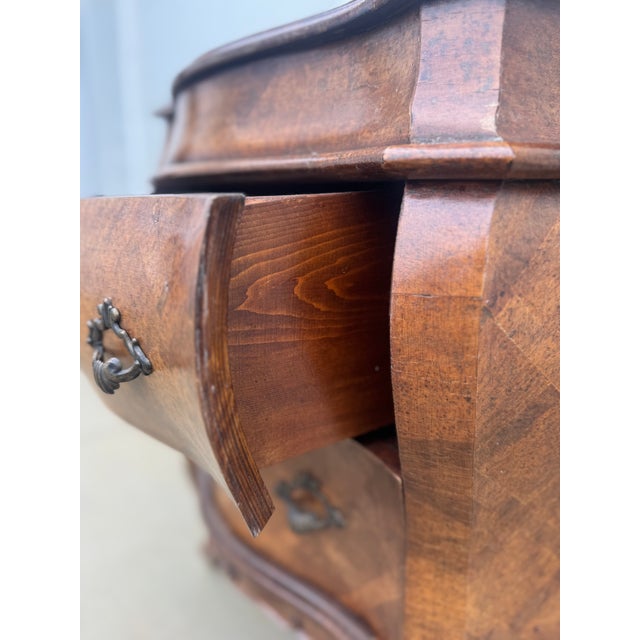 Brown Italian Parquetry Bombe Nightstand For Sale - Image 8 of 16