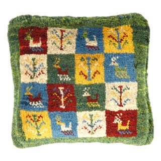 Fine Hand Knotted Persian Gabbeh Pillow For Sale