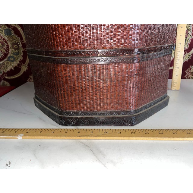 Early 20th Century Large Chinese Rattan Sectional Basket For Sale - Image 4 of 12