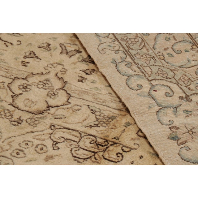 Beige Oversized Antique Kerman Persian Rug in Beige With Floral Patterns | Rug & Kilim For Sale - Image 8 of 9