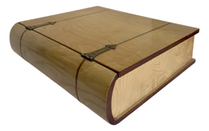 Vintage Bombay Company Faux Book Storage Box, Wood & Brass Hinged Decorative Box, 1990s
