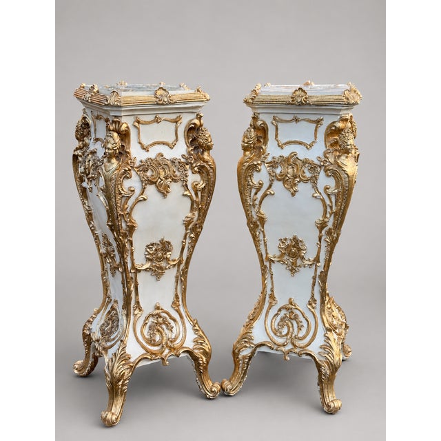 Late 20c Italian Baroque Cream Gold Pedestals - Pair For Sale - Image 18 of 18