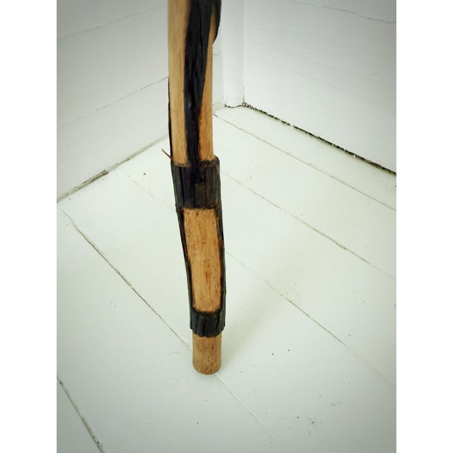 Vintage Hand-Carved Snake Walking Cane in Wood With Black Spiral Folk Art Design For Sale - Image 9 of 12