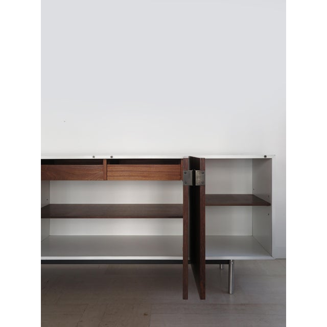Metal Sideboard in White Formica and Dark Wood, Italy, 1960s For Sale - Image 7 of 18