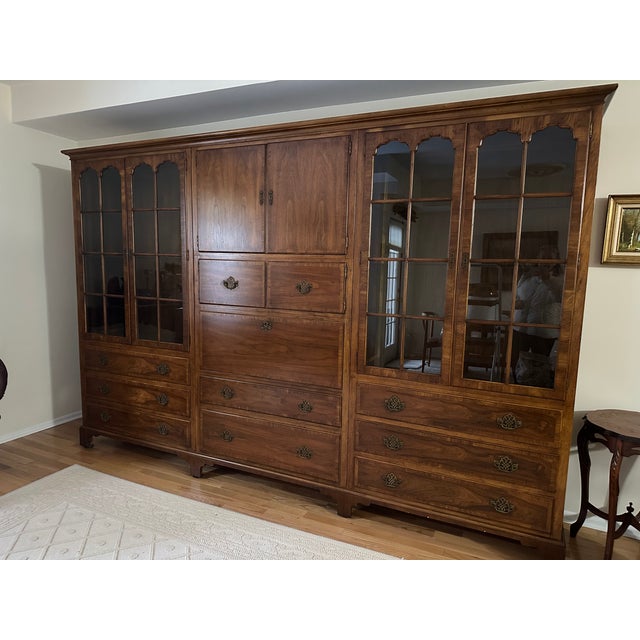 Stunning Antique Wall Unit by Milling Road Furniture W/Desk For Sale - Image 10 of 11