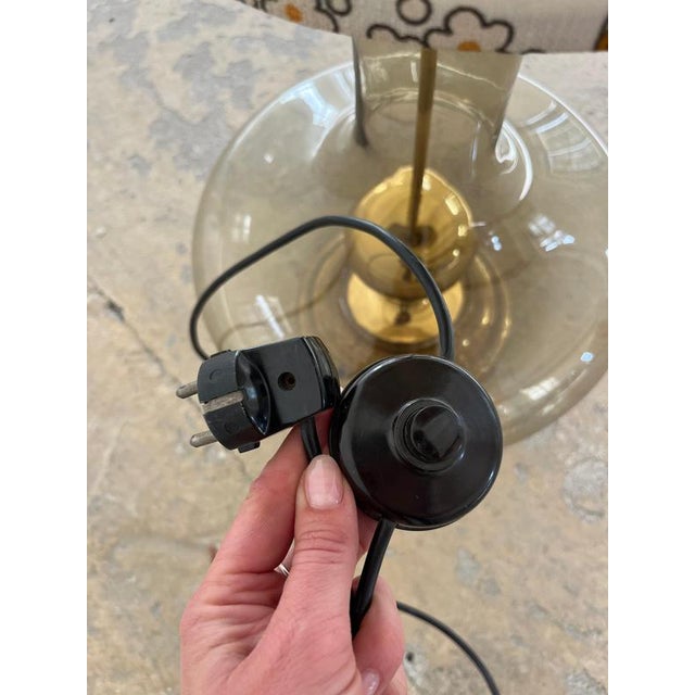 Floor Lamp with Smoked Glass Base and Floral Shade For Sale - Image 10 of 11