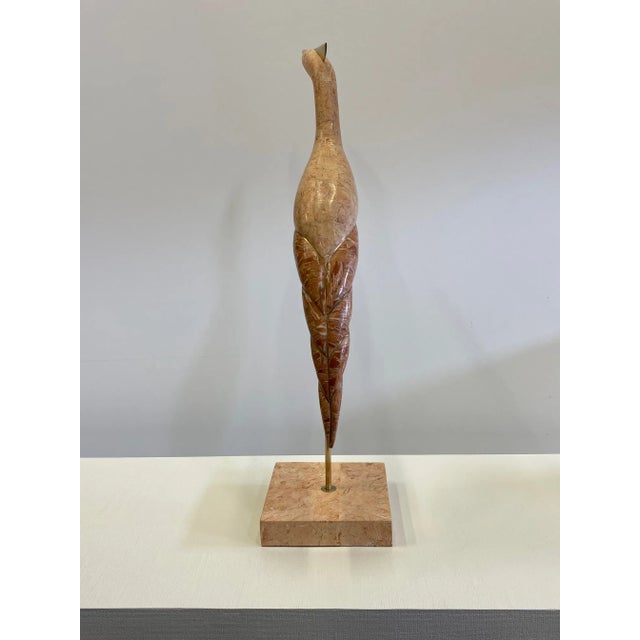 Tan Tessellated Stone & Brass Bird Sculpture For Sale - Image 8 of 10