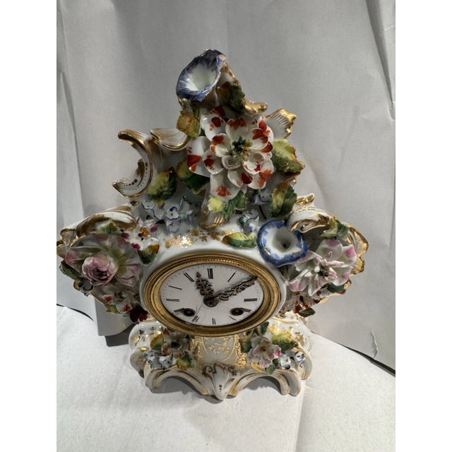 19th Century French Meissen Style Floral Porcelain Clock For Sale - Image 12 of 12