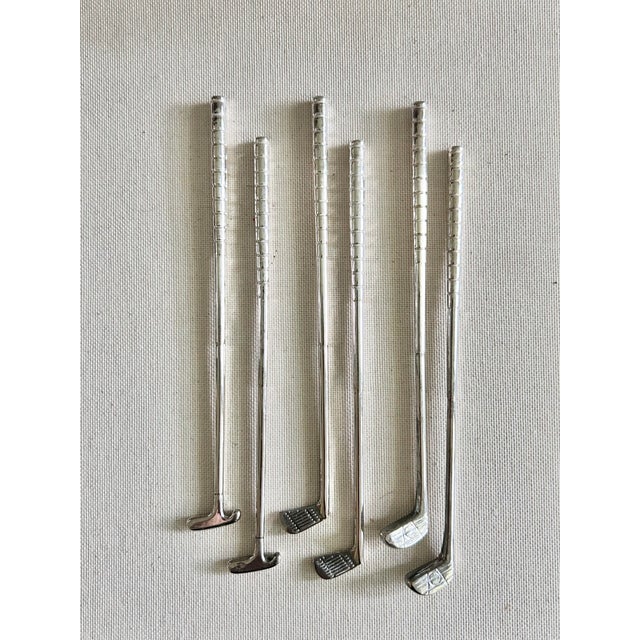 Vintage Silverplate Golf Club Cocktail Stirs, Swizzles, Set of 6 For Sale - Image 4 of 6