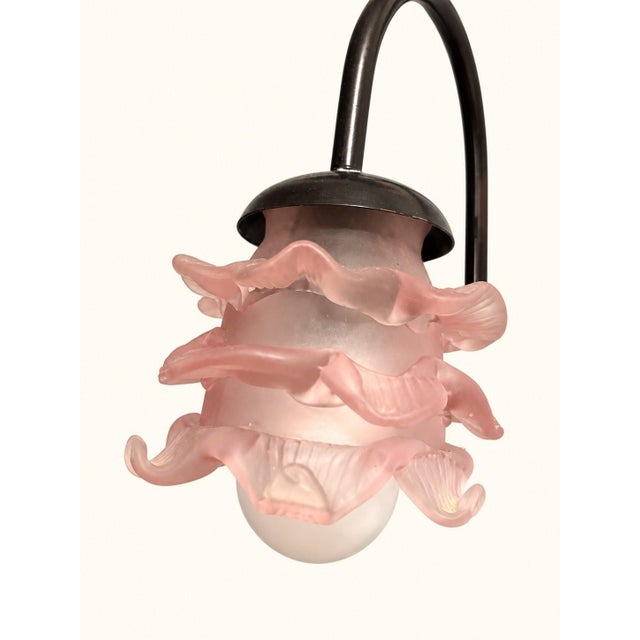 Antique Napoleon III Spelter Lamp with Pink Glass Lampshade, 1890s For Sale - Image 3 of 10